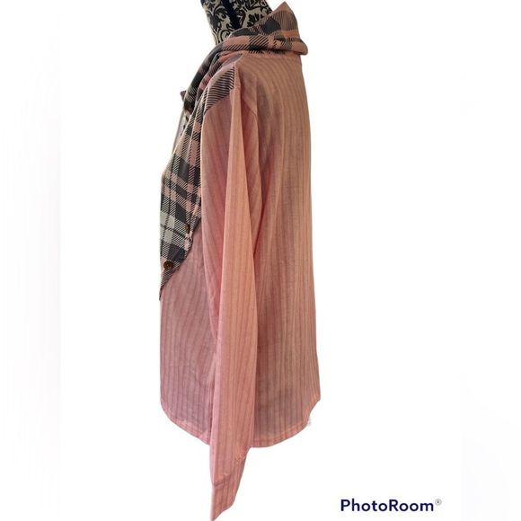 Exclusive Pink Geometric CowlNeck Long Sleeve Top Lg - Picture 4 of 9